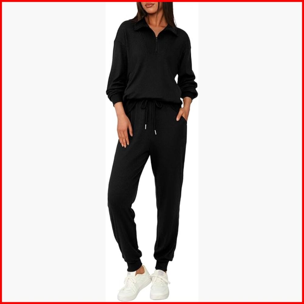 Long Sleeve Half Zip Sweatshirt and Sweatpants Lounge Set